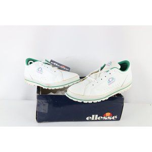 NOS Vtg 90s Ellesse Mens 11 Spell Out Leather Tennis Sneakers Shoes White AS IS